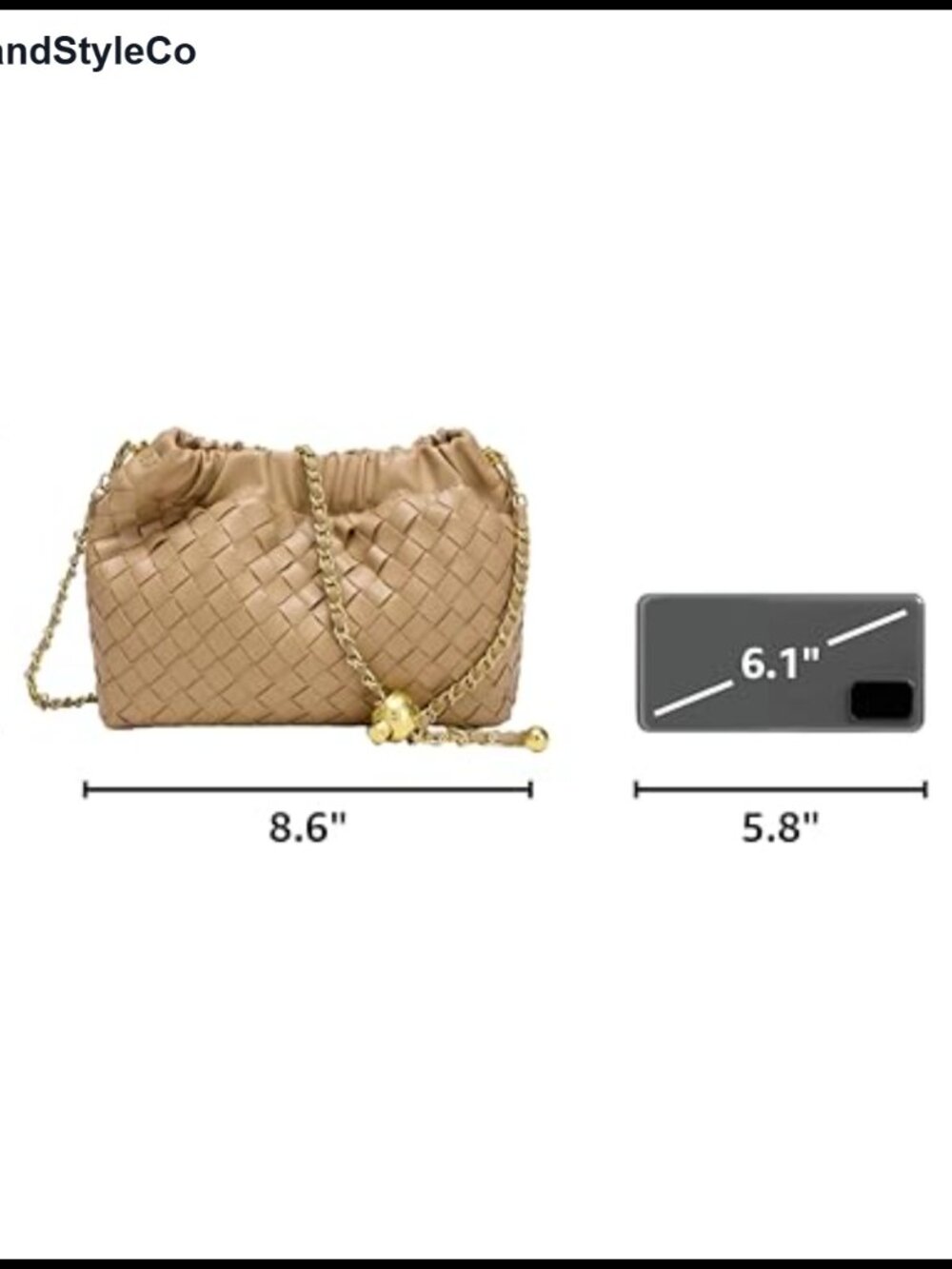 Woven Leather Ruched Crossbody Bag Dumpling Clutch Hobo Purse - Picture 2 of 6